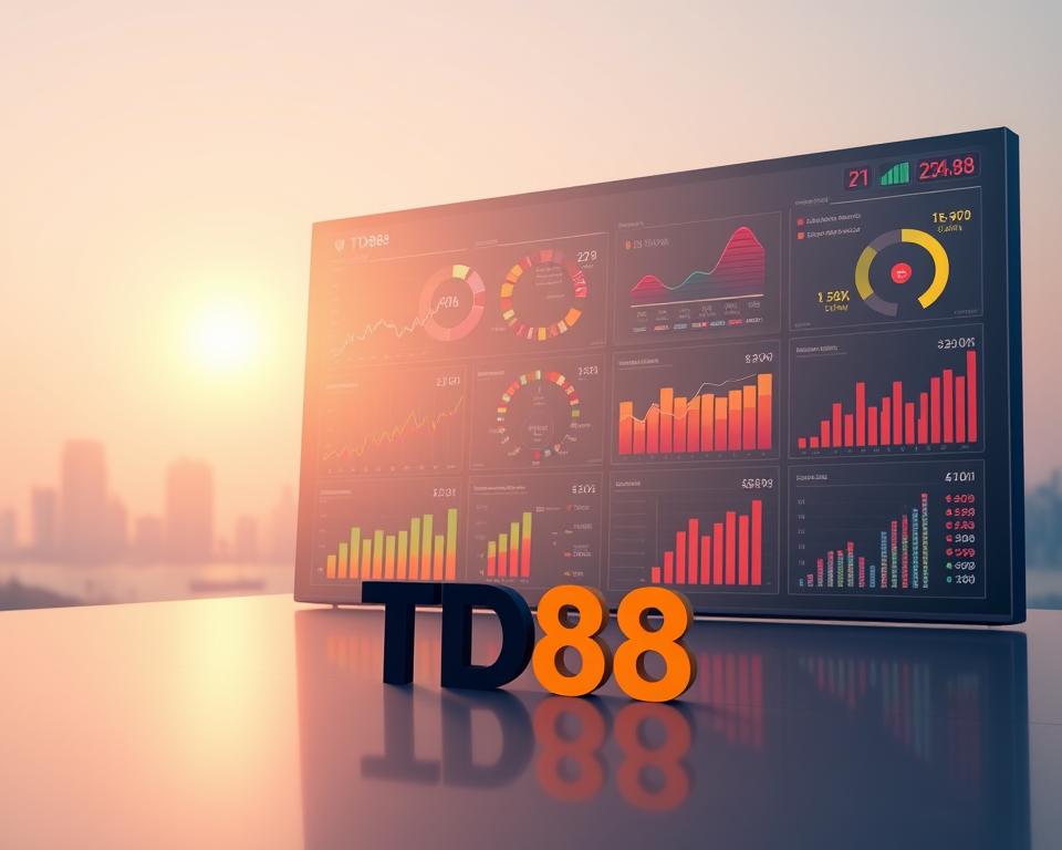 A serene, data-driven visual exploration of Southern Vietnam's lottery landscape. A sleek, minimalist dashboard displays a sophisticated statistical analysis, meticulously crafted by a team of data scientists. Vibrant infographics and interactive charts illuminate the patterns and trends, empowering savvy lottery enthusiasts to make informed predictions. In the foreground, the iconic TD88 logo stands as a symbol of trust and innovation, guiding the viewer through this data-driven journey. Subtle lighting and a muted color palette evoke a sense of precision and professionalism, elevating the viewer's understanding of the complex world of lottery analytics.