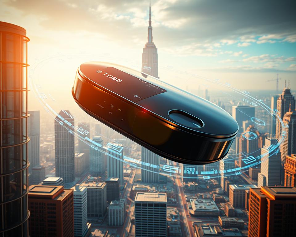 A striking 3D rendering of the latest game-changing technology, "TD88". In the foreground, a sleek, futuristic device hovers, its glossy surface reflecting the vibrant, holographic interfaces that swirl around it. The middle ground features a dynamic array of intricate circuit boards and data streams, conveying the cutting-edge engineering powering this breakthrough innovation. In the background, a cityscape of towering, high-tech structures frames the scene, hinting at the transformative impact of this revolutionary technology. Bathed in a warm, golden light, the image exudes a sense of innovation, progress, and the boundless potential of the digital age.