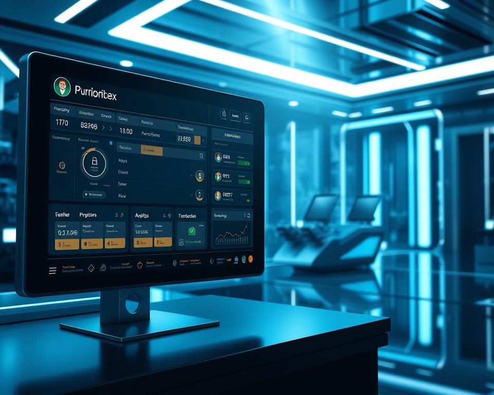 a highly detailed, photorealistic image of a secure transaction system, featuring a modern, sleek interface with clean lines and minimalist design. The foreground showcases a large, central display showing a financial transaction process, with various authentication and verification steps highlighted. In the middle ground, there are several data visualization elements, such as charts and graphs, demonstrating the system's analytics and reporting capabilities. The background features a futuristic, high-tech environment with sophisticated lighting, creating a sense of advanced technology and security. The overall tone is one of sophistication, reliability, and trust, reflecting the secure nature of the TD88 transaction system.